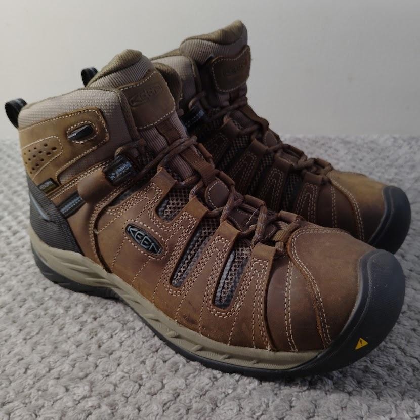 Keen Flint II Mid WP Work Boots Mens Size 11 EE Brown Steel Toe Waterproof