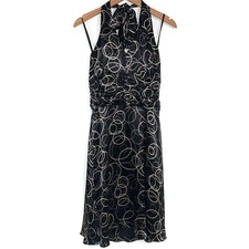 NWT Harold’s 90s Y2K Deadstock Circle Pattern Satin Cocktail Halter Dress Size 8