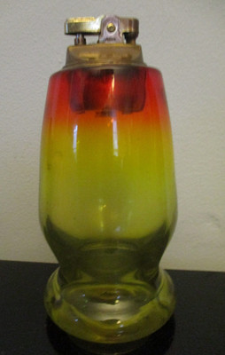 RARE Vintage Mid Century Modern MCM Blenko Art Glass Glows Orange Table Lighter