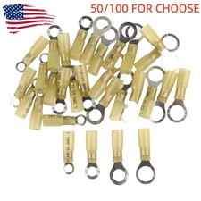 12-10 AWG Heat Shrink Wire Crimp Connector Ring M5/6/8/10 Stud Terminals Yellow