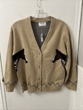 Old Navy Cardigan Sweater Girls XL 14-16 Brown Horse Slouchy Western Knit NWT