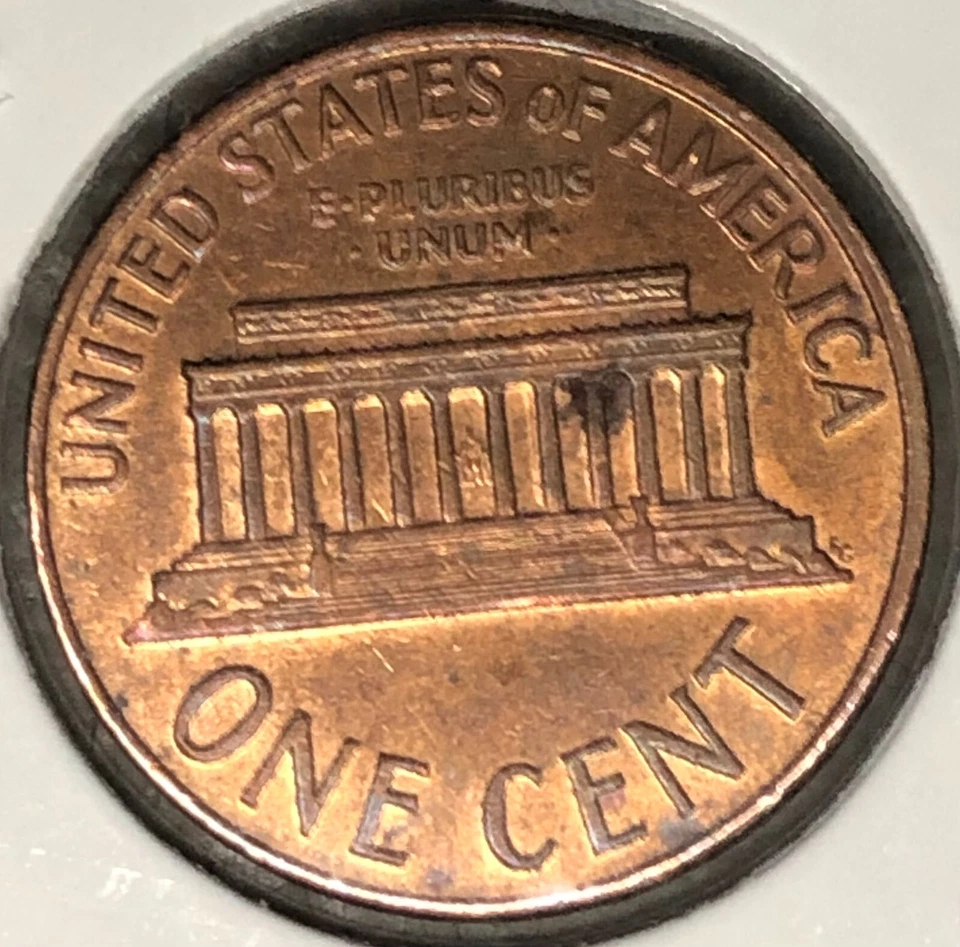 [US14] 1968 US Lincoln Penny No Mint Mark, Error On Top Rim, L On Rim, AU - Image 2 of 4