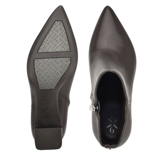SEXY! Nine West CACEY Chunky Heel Pointy Toe Bootie Boot BLACK LEATHER 12M - Picture 2 of 6