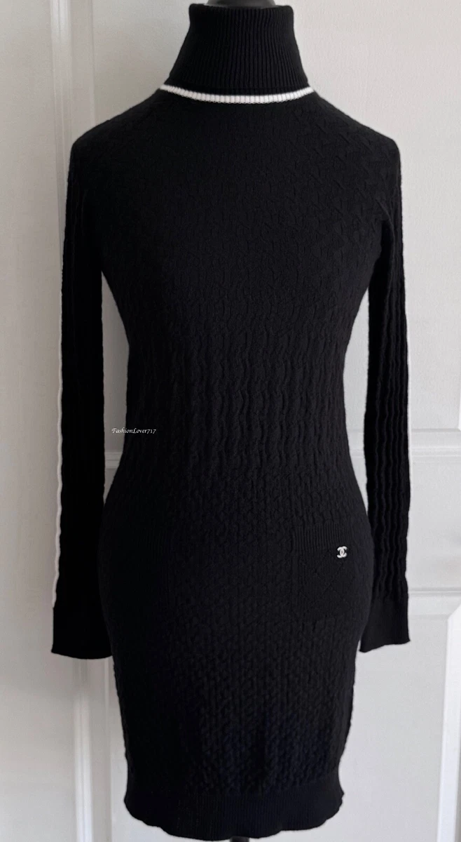 knee length dresses for ladies Chanel Size 38 Long-sleeve Dress Cashmere/Metal Polyester Black main image 1