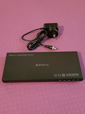 Portta HDMI 4x1 Quad Multi-Viewer 4k No Remote Control Included