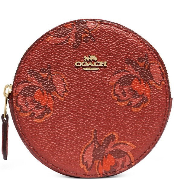Coach 66675 Round Coin Zip Case Purse Floral Leather for sale online eBay