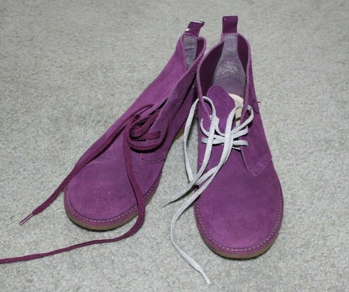 Lands' End Youth Girls Sz 4M Adolescent Lace up Booties Purple suede leather EUC - Picture 6 of 12