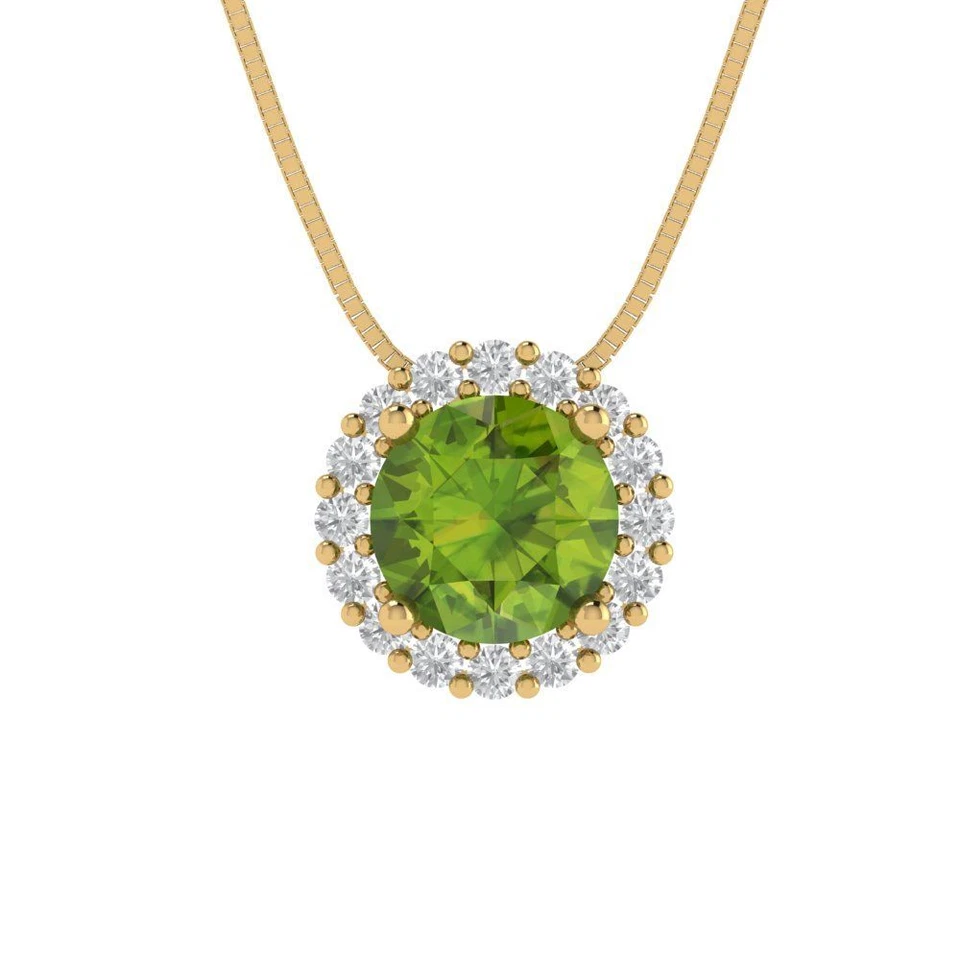 1.16 cttw Silver Pendant and 16" Necklace - Yellow Gold Plated - 6.5mm Peridot - Image 4 of 4