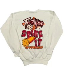 Vintage 90s Fear Nothing No Gear Spike It Volleyball Sports Sweatshirt White LG
