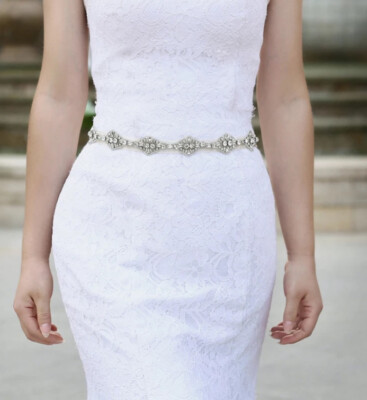 Ätherisches cremeweißes Band & Perlen & Kristalle  Gürtel Hochzeit  Braut