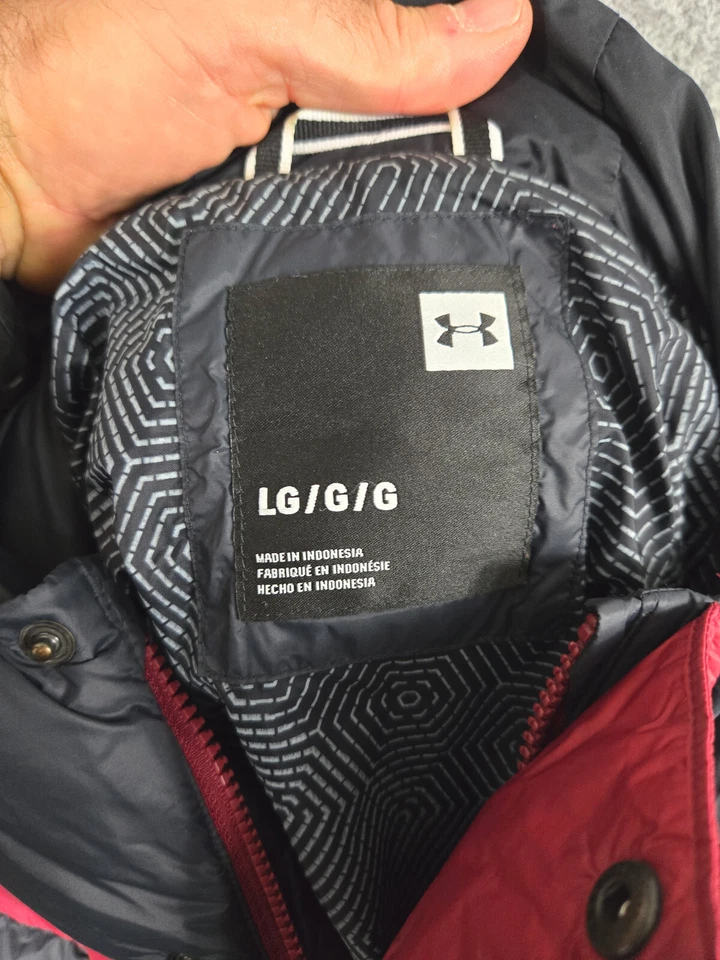 Under Armour Storm Cold Gear Infrared Down Jacket Men Large Red Black Hooded - Image 2 of 4