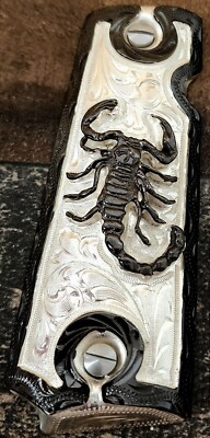 silver black premium plated scorpion alacran mexico style cachas