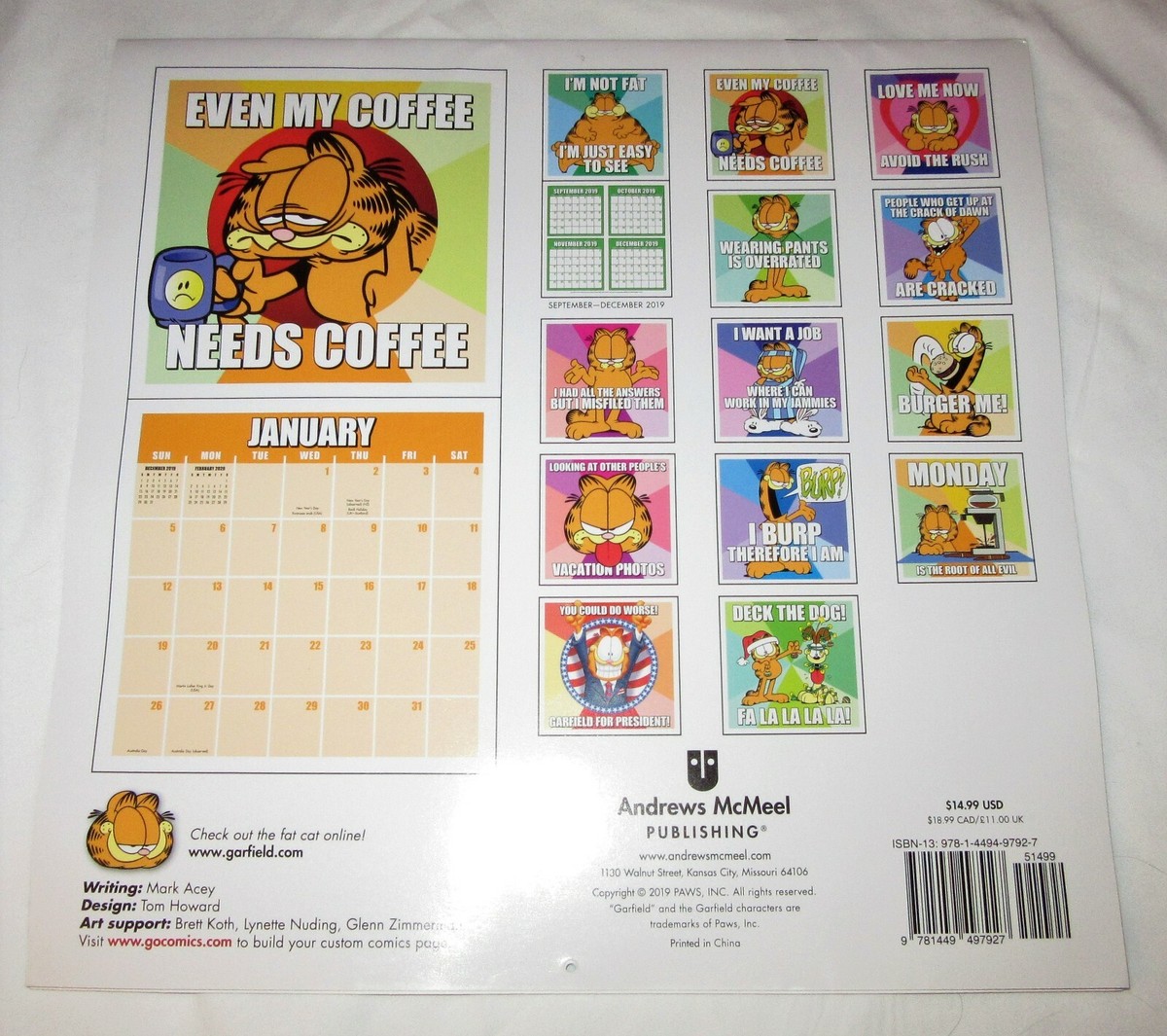 2020 Garfield cartoon wall Calendar Odie Jon Its All About Meme FREE US  SHIPPING | eBay
