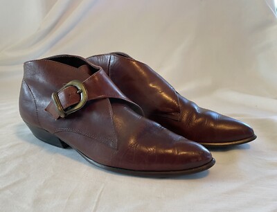 Vintage 90s Thom Mcan Monk Strap Boots Brown Leather Booties  display picture 1