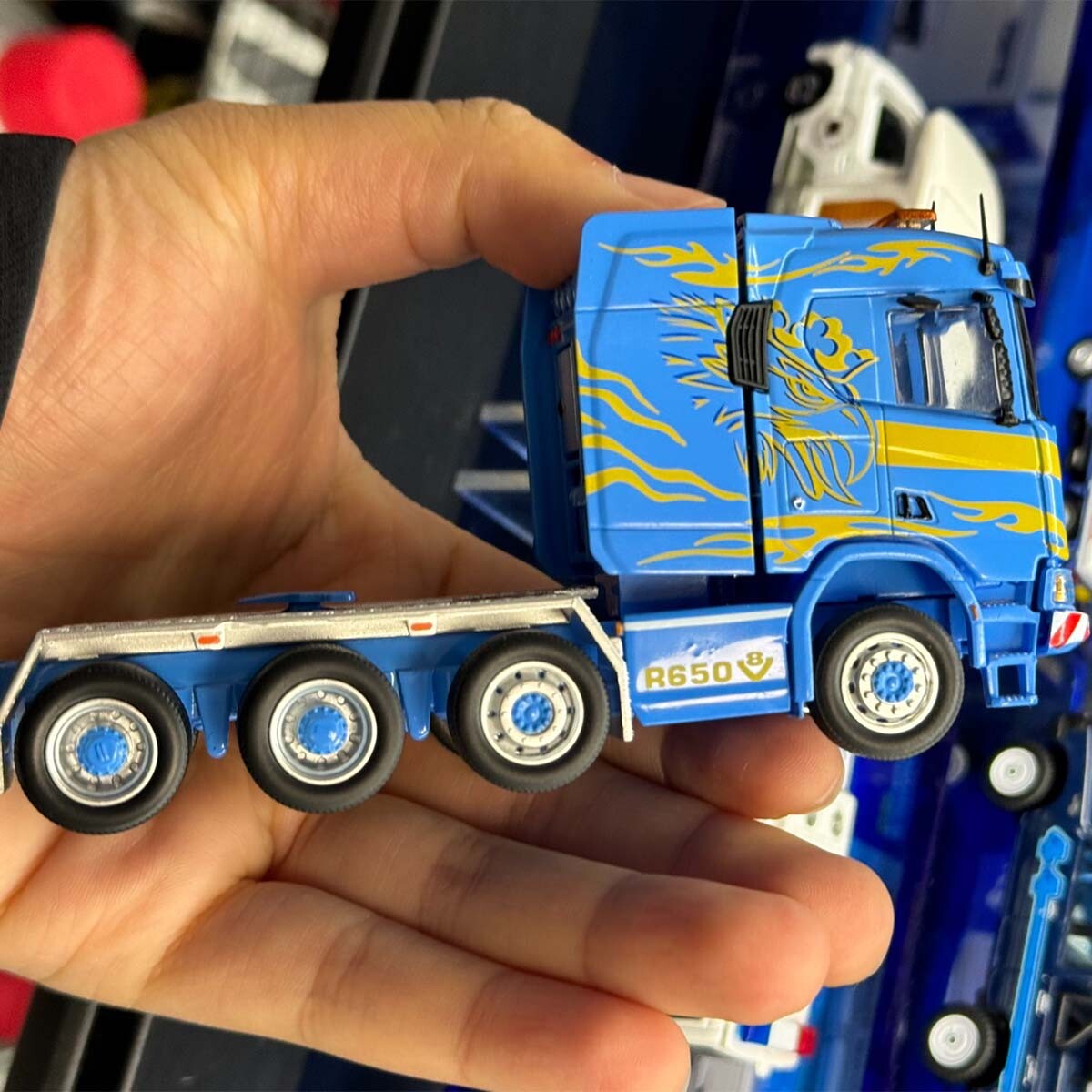 Masdi 1:64 Blue SCANIA R650 Civil Trailer Head Model Diecast Metal