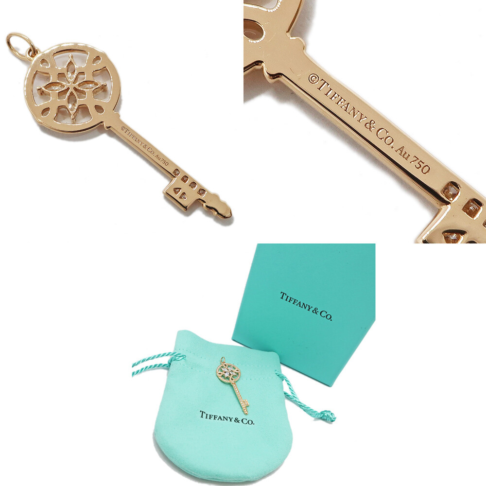 Tiffany & Co TIFFANY KEYS ダイヤモンド ペンダント【ランクS】 TIFFANY & Co. Victoria Round Key Pendant Top 750PG Diamond