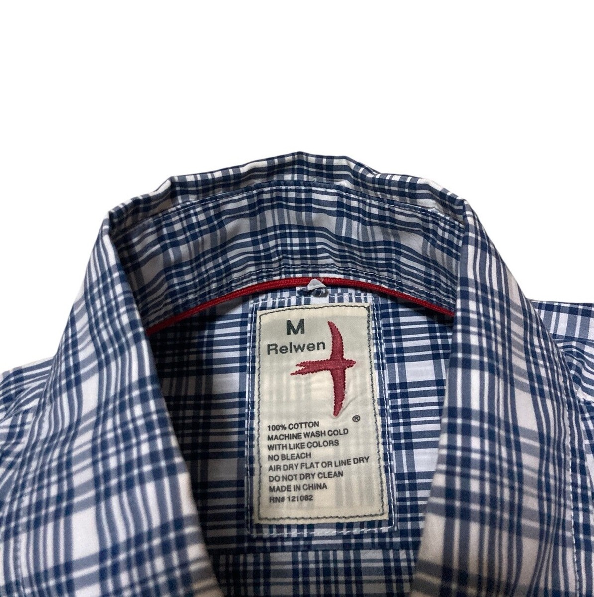 Relwen Plaid Button Down Lightweight Shirt Men's size Medium in
