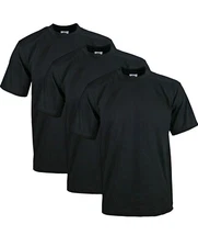 Pro Club Men's 3-Pack Heavyweight Cotton Short Sleeve Shirts BLACK XL