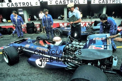 1970 JACKIE STEWART GRAND PRIX FORMULA ONE 8X12 PHOTO VINTAGE AUTO RACING MARCH