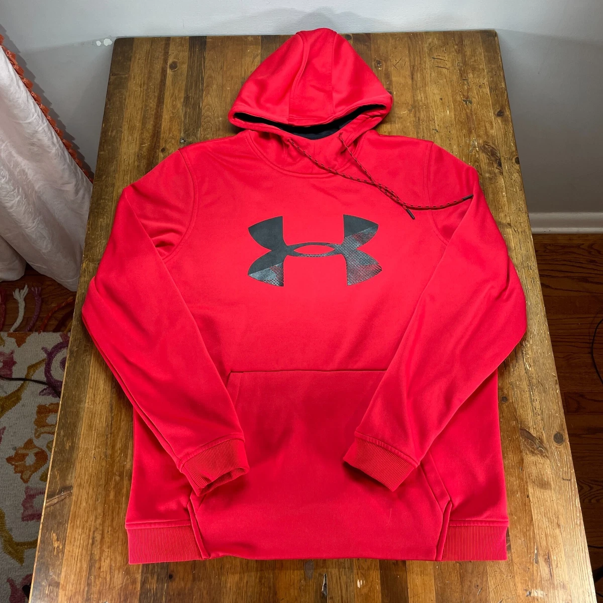 Under Armour Hoodie Mens Large Red ColdGear Pullover Long Sleeve Sweatshirt