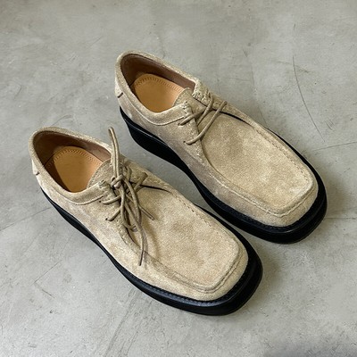 Retro Mens Real Suede Leather British Style Formal Dress Thick Soled Derby Shoes