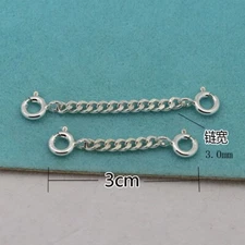 3.0mm Sterling Silver Safety Chain Extender Necklace/Bracelet Extension Stamped