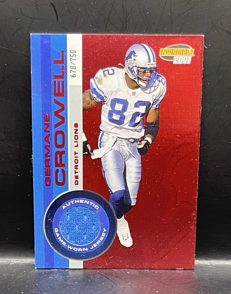 2001 Pacific Invincible Game Worn Jersey Germane Crowell #/750 Detroit Lions - Image 2 of 2