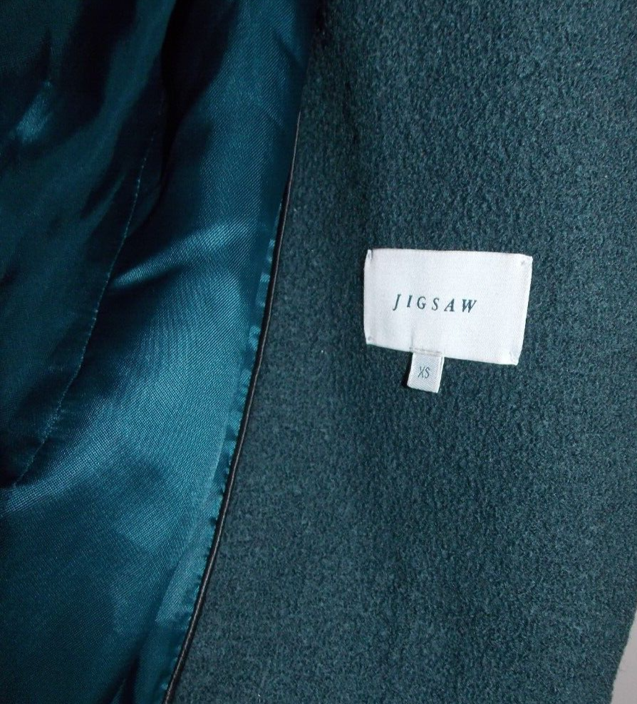 JIGSAW WRAP AROUND COAT SIZE 8/100 WOOL/DARK GREEN/VINTAGE/POCKETS/LINED/WINTER eBay