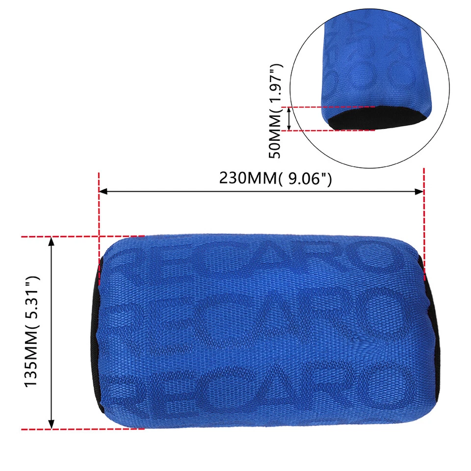 2PCS Recaro Blue Fabric Headrest Pillow Seat Belt Cover Set Racing Seat Material — 第 2/4 张图片