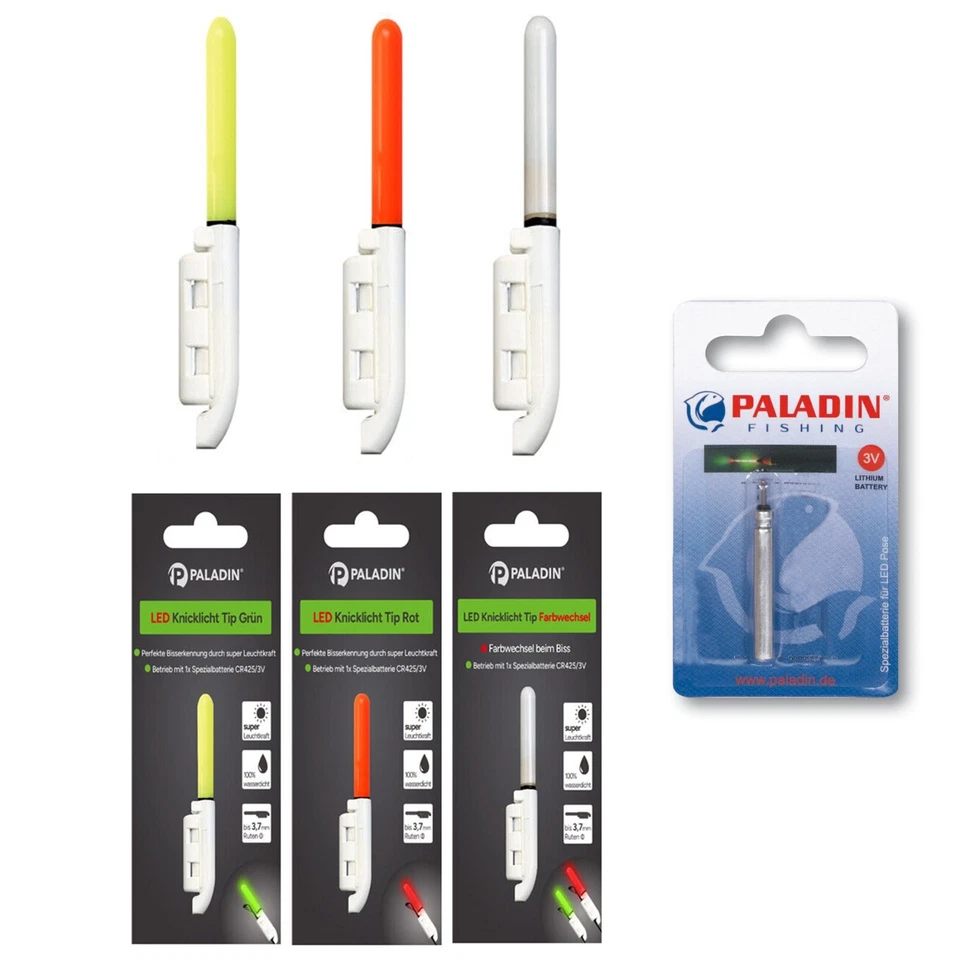 Paladin LED Knicklicht Tip Bissanzeiger Farbwechsel Rot Grün CR 425 Hell Pose - Bild 1 von 1