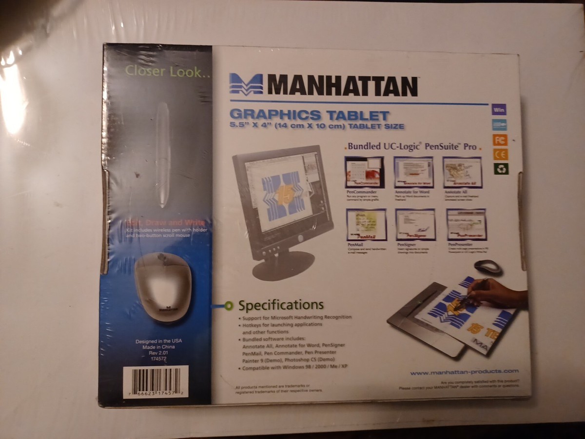 Manhattan USB Drawing Graphics Tablet With Wireless Mouse And Pen