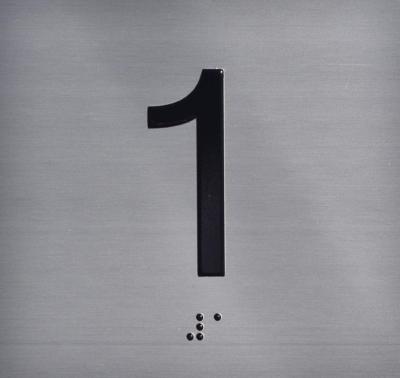 1st Floor Elevator Jamb Plate Sign with Braille and Raised Number...REF24-1027