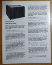 PASS LABORATORIES Aleph 1 Power Amplifier Literature / Spec Sheet  