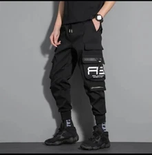 Joggers Men Ribbons Cargo Pants