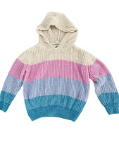 DKNY GIRL LONG SLEEVE COLORFUL PINK BLUE HOODED SWEATER SIZE 4-5