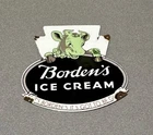 VINTAGE BORDEN ICE CREAM DAIRY FARM COW PORCELAIN SIGN CAR GAS AUTO OIL