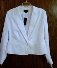 Worthington Women White Blazer Jacket XL Long Sleeve Button Lined
