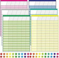 Youngever 6 Pack Multi-Color Laminated Dry Erase Incentive Chart with 120 Reward