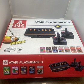 Atari Flashback 8 Black Console and two controllers, no power cord as is Box