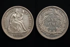 1890 Seated Liberty Dime 10C Silver AU Details Better Type Coin Raw Nice Eye