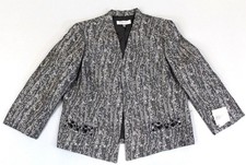 Kasper Women's Metallic Jacquard Kiss Front Suit Jacket AC2 Grey Size 14 NWT
