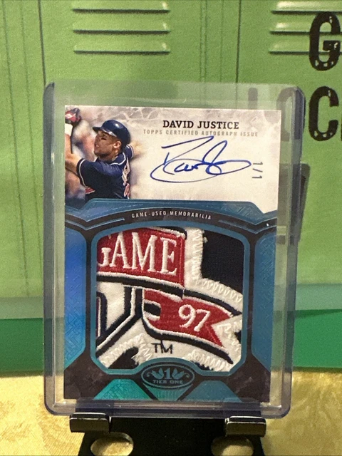 David Justice 2025 Topps Tier One 1997 Indians GAME USED All Star Patch Auto 1/1