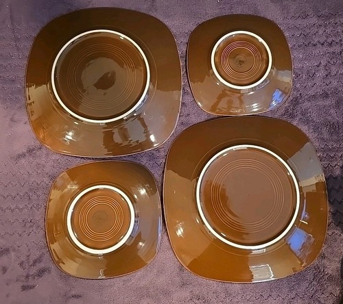 Fiesta Chocolate Brown Square Plates (2) 10.5" (2) 7.5" Fiestaware USA Retired - Picture 5 of 5