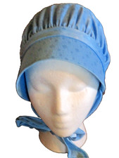 Amish Mennonite Sun Bonnet Cap Covering Handmade Timeless Modesty Lt Blue Hat