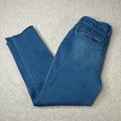 Frank & Eileen Womens Wicklow Pants Italian Chino 6 Slate Blue Raw Hem Stretch
