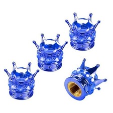 Bling Crown Car Tire Valve Stem Caps, 4PCS Crystal Rhinestone Dustproof Blue
