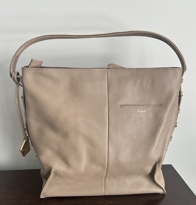 Botkier New York Large Leather Exterior Zipper Strap Tote Bag Purse New