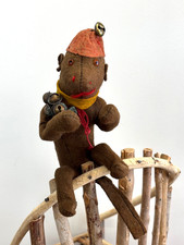Rare Early Steiff Antique 1890s Wool Felt Monkey Pre-Button Era 17cm 7" AS IS