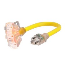 1 FT 12 Gauge Yellow Heavy Duty Outdoor Extension Cord Waterproof 1FT