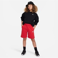New Nike Kids Sportswear Fleece French Terry Shorts Red/White SMALL FD3015-657
